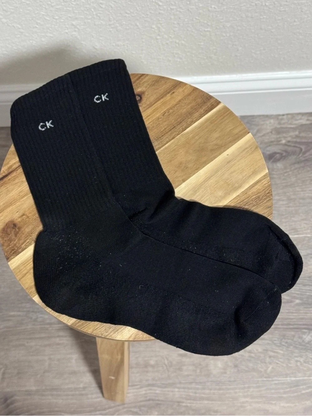Calvin Klein Black Crew Socks Unisex CK Logo Soft Cotton Blend OSFM